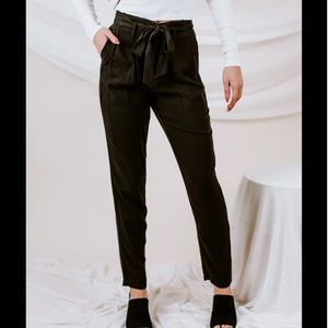 NWT Rag Poets Black Lombardy tie waist pants